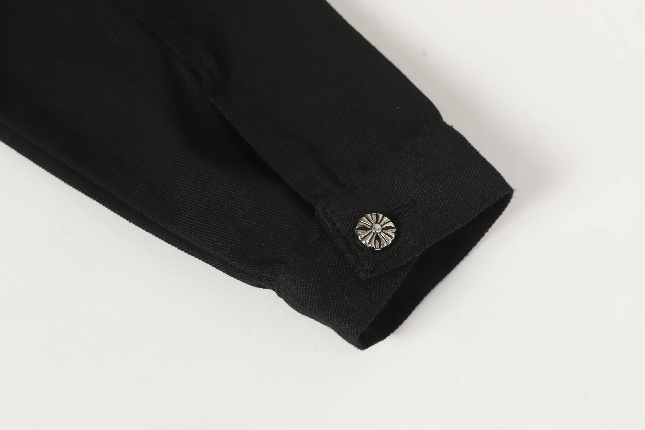 P320 Chrome Hearts 25ss leather cross-piece embroidered shirt denim jacket Color: Picture color Size: M- 3XL